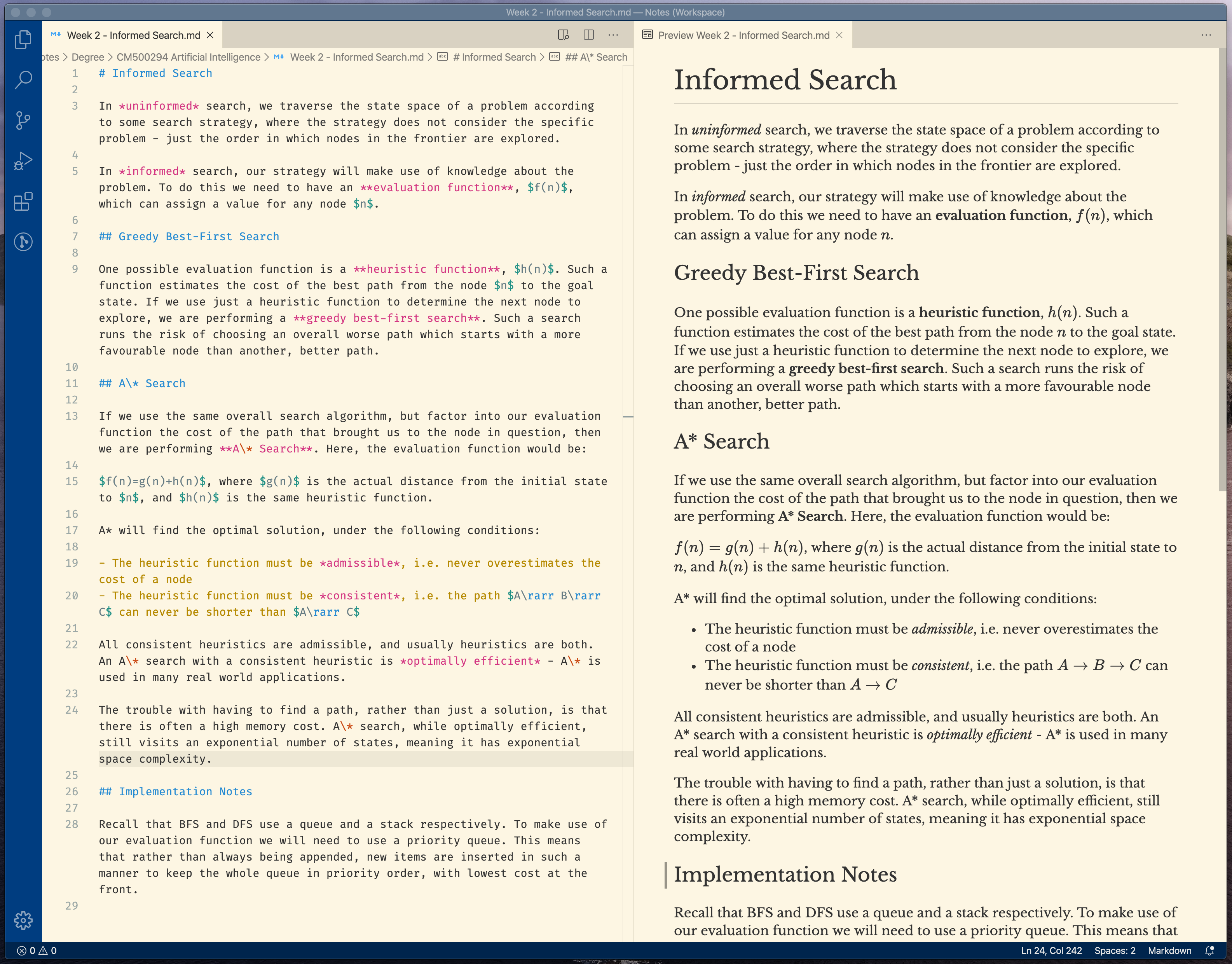 Markdown notes in VS Code